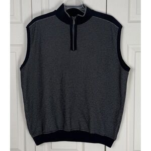 Tom James Sweater Best Mens 1/4 Zip Blue Striped XL Cotton Blend Casual Preppy‎